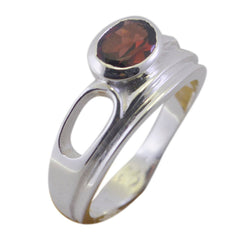 Garnet Solitaire German Silver Red Gemstone Featherlight Boho Ring Jewellery