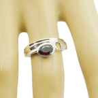 Garnet Solitaire German Silver Red Gemstone Featherlight Boho Ring Jewellery