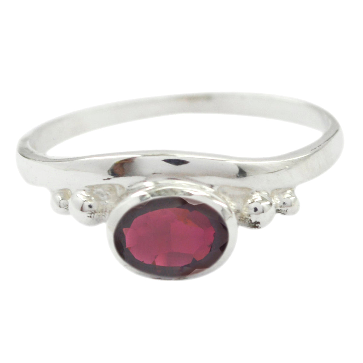Garnet Solitaire American 925 Silver Red Gemstones Delicate Feminine Ring Jewellery メイン画像