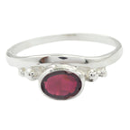 Garnet Solitaire American 925 Silver Red Gemstones Delicate Feminine Ring Jewellery
