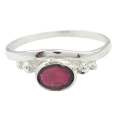 Garnet Solitaire American 925 Silver Red Gemstones Delicate Feminine Ring Jewellery