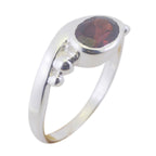 Garnet Solitaire American 925 Silver Red Gemstones Delicate Feminine Ring Jewellery