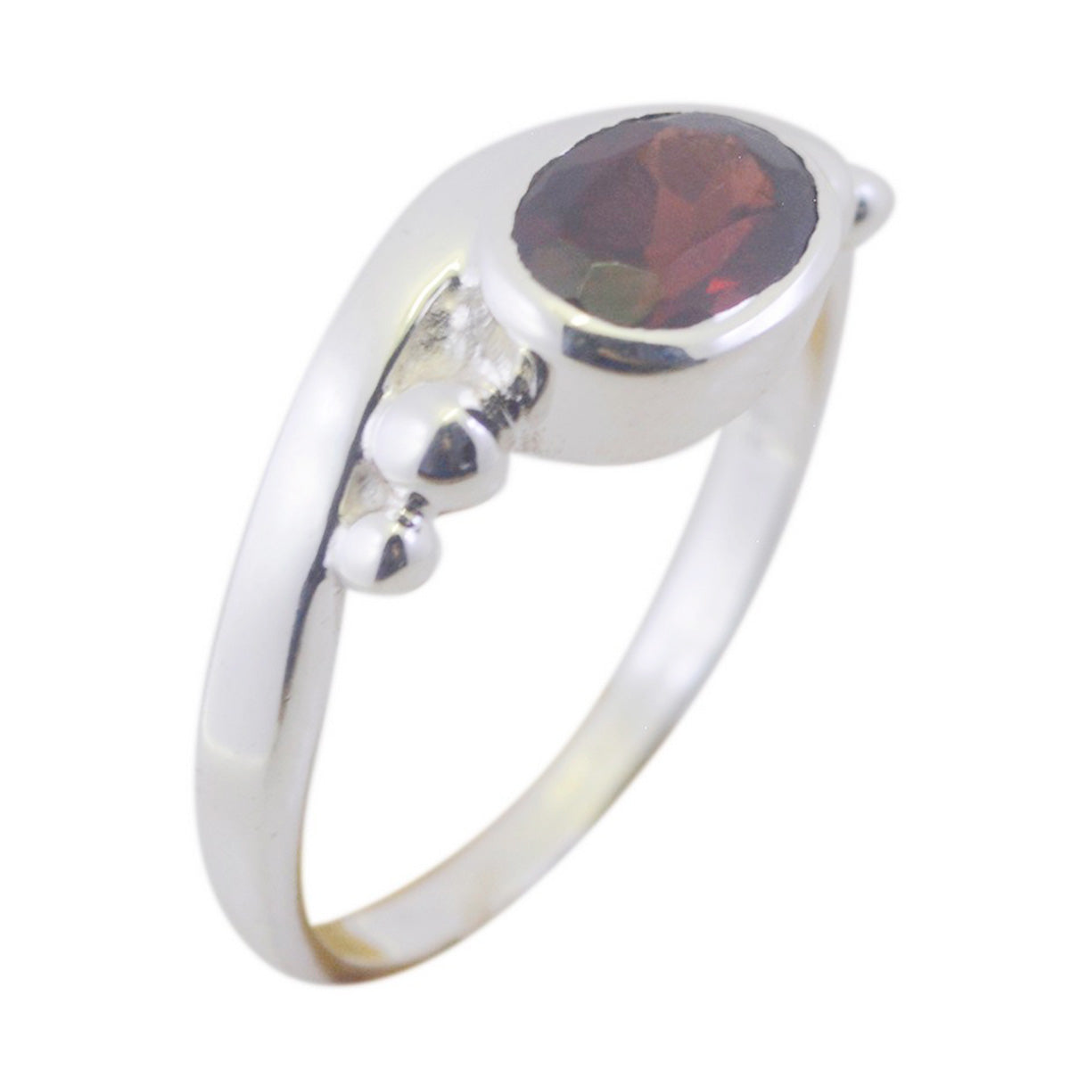 Garnet Solitaire American 925 Silver Red Gemstones Delicate Feminine Ring Jewellery