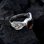 Garnet Solitaire Russian 925 Sterling Silver Red Gemstones Mid weight Feminine Ring Jewelry