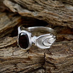 Garnet Solitaire Russian 925 Sterling Silver Red Gemstones Mid weight Feminine Ring Jewelry
