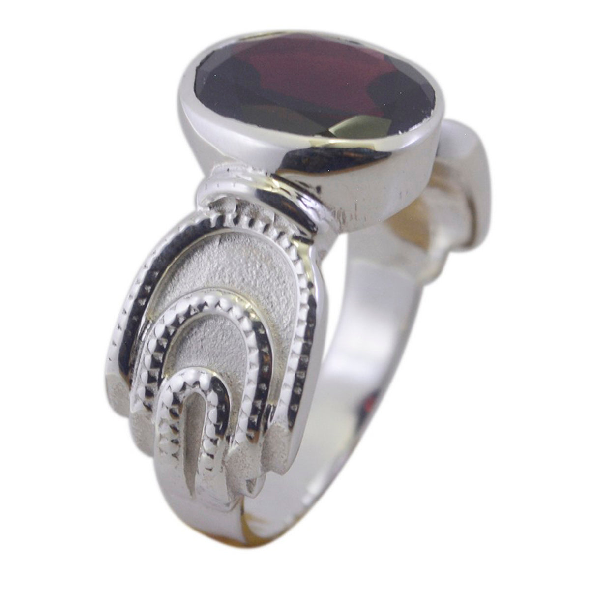 Garnet Solitaire Russian 925 Sterling Silver Red Gemstones Mid-weight Feminine Ring Jewelry Второстепенное изображение товара