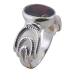 Garnet Solitaire Russian 925 Sterling Silver Red Gemstones Mid weight Feminine Ring Jewelry