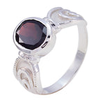 Garnet Solitaire Russian 925 Sterling Silver Red Gemstones Mid weight Feminine Ring Jewelry