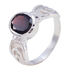 Garnet Solitaire Russian 925 Sterling Silver Red Gemstones Mid weight Feminine Ring Jewelry