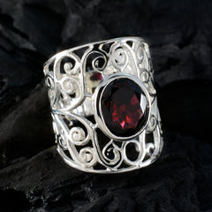 Garnet Solitaire Mexican Sterling Silver Red Gems Versatile Filigree  Ring Jewellery