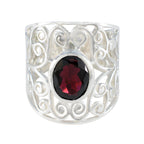 Garnet Solitaire Mexican Sterling Silver Red Gems Versatile Filigree  Ring Jewellery