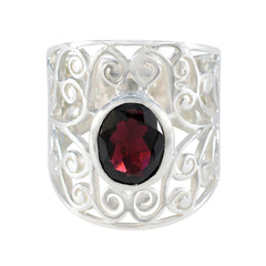 Garnet Solitaire Mexican Sterling Silver Red Gems Versatile Filigree  Ring Jewellery