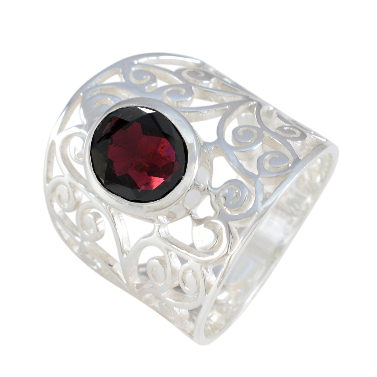 Garnet Solitaire Mexican Sterling Silver Red Gems Versatile Filigree  Ring Jewellery Второстепенное изображение товара