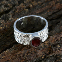 Garnet Solitaire German 925 Silver Red Gemstones Mid weight Art Deco Ring Jewellery