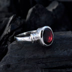 Garnet Solitaire African Silver Red Gemstone Classic  Romantic Ring Jewelry