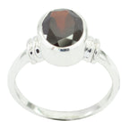Garnet Solitaire African Silver Red Gemstone Classic  Romantic Ring Jewelry