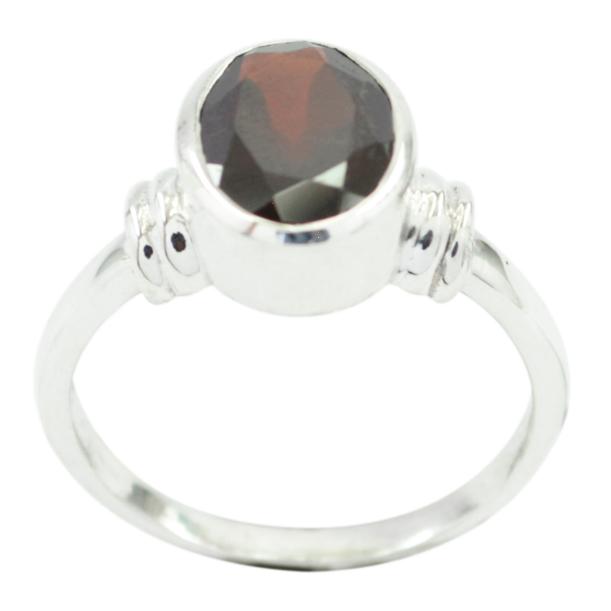Garnet Solitaire African Silver Red Gemstone Classic  Romantic Ring Jewelry