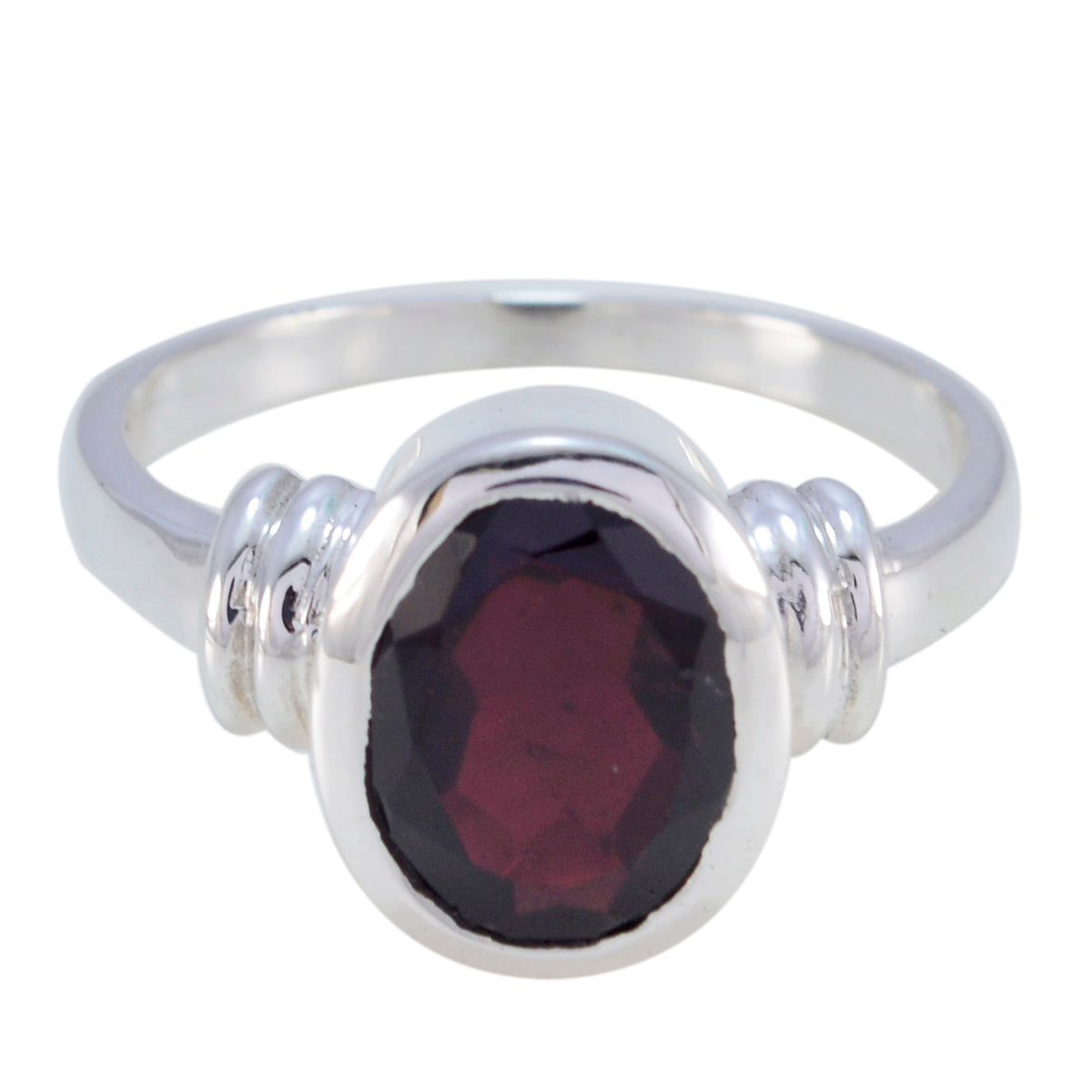 Garnet Solitaire African Silver Red Gemstone Classic  Romantic Ring Jewelry