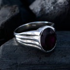 Garnet Solitaire Egyptian Silver Red Gemstone Eye catching propsel Ring Jewelry