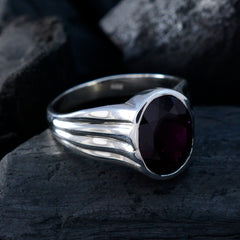 Garnet Solitaire Egyptian Silver Red Gemstone Eye catching propsel Ring Jewelry