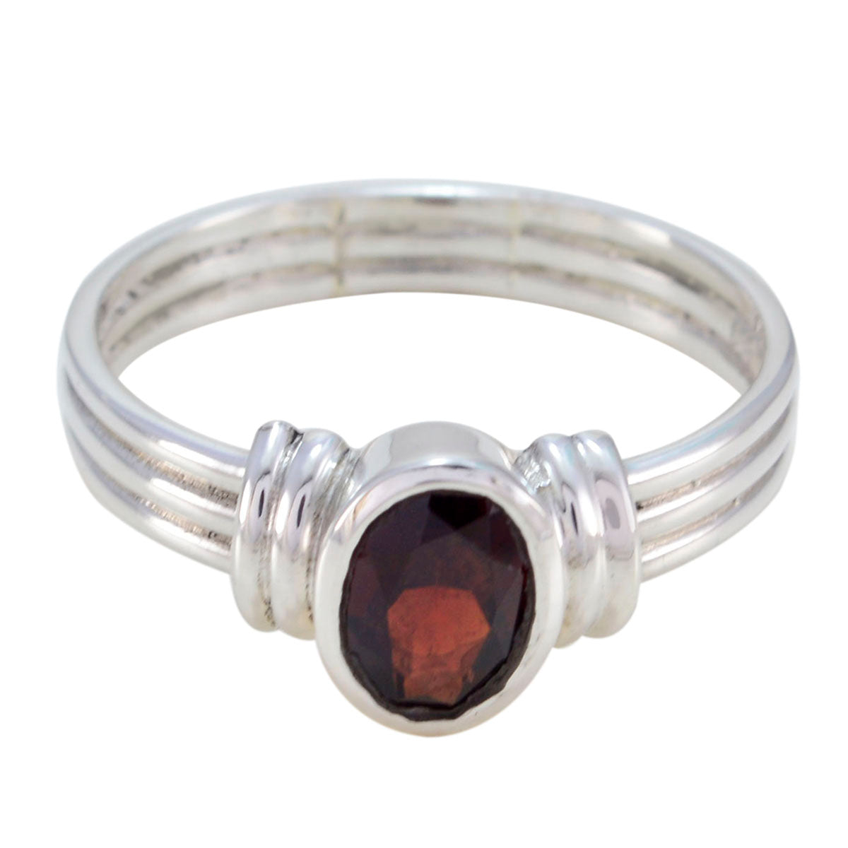 Garnet Solitaire Egyptian 92.5 Silver Red Gemstone Featherlight Heritage Ring Jewellery