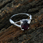 Garnet Solitaire American 925 Sterling Silver Red Gems Delicate Feminine Ring Jewellery
