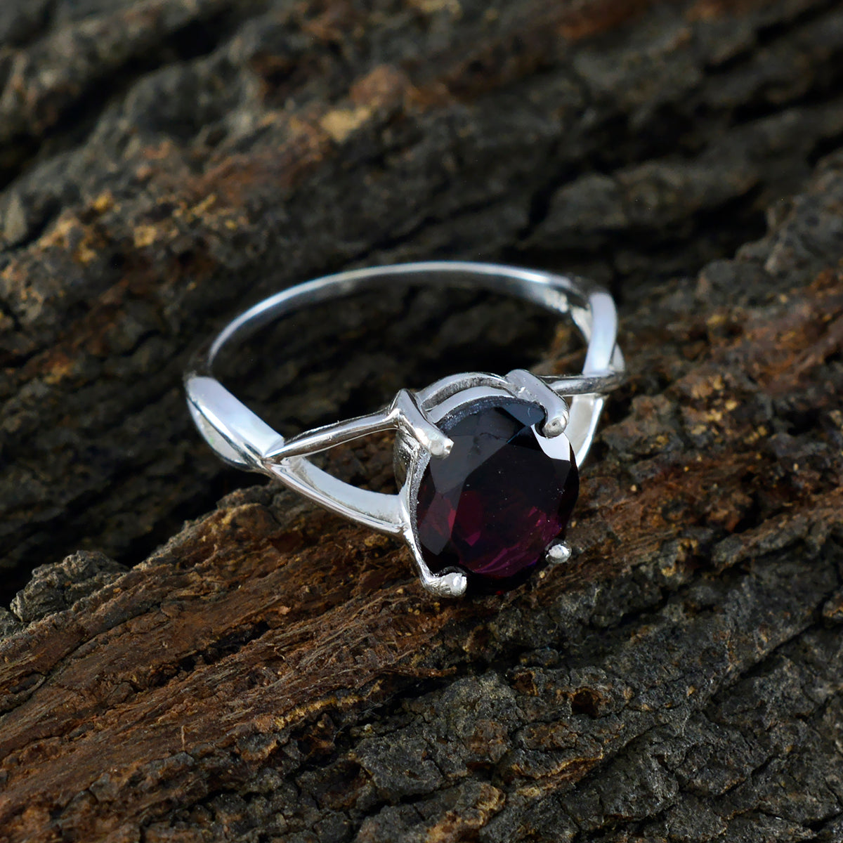 Garnet Solitaire American 925 Sterling Silver Red Gems Delicate Feminine Ring Jewellery