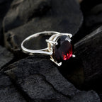 Garnet Solitaire Egyptian 925 Silver Red Gemstone Featherlight Boho Ring Jewelry