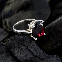 Garnet Solitaire Egyptian 925 Silver Red Gemstone Featherlight Boho Ring Jewelry