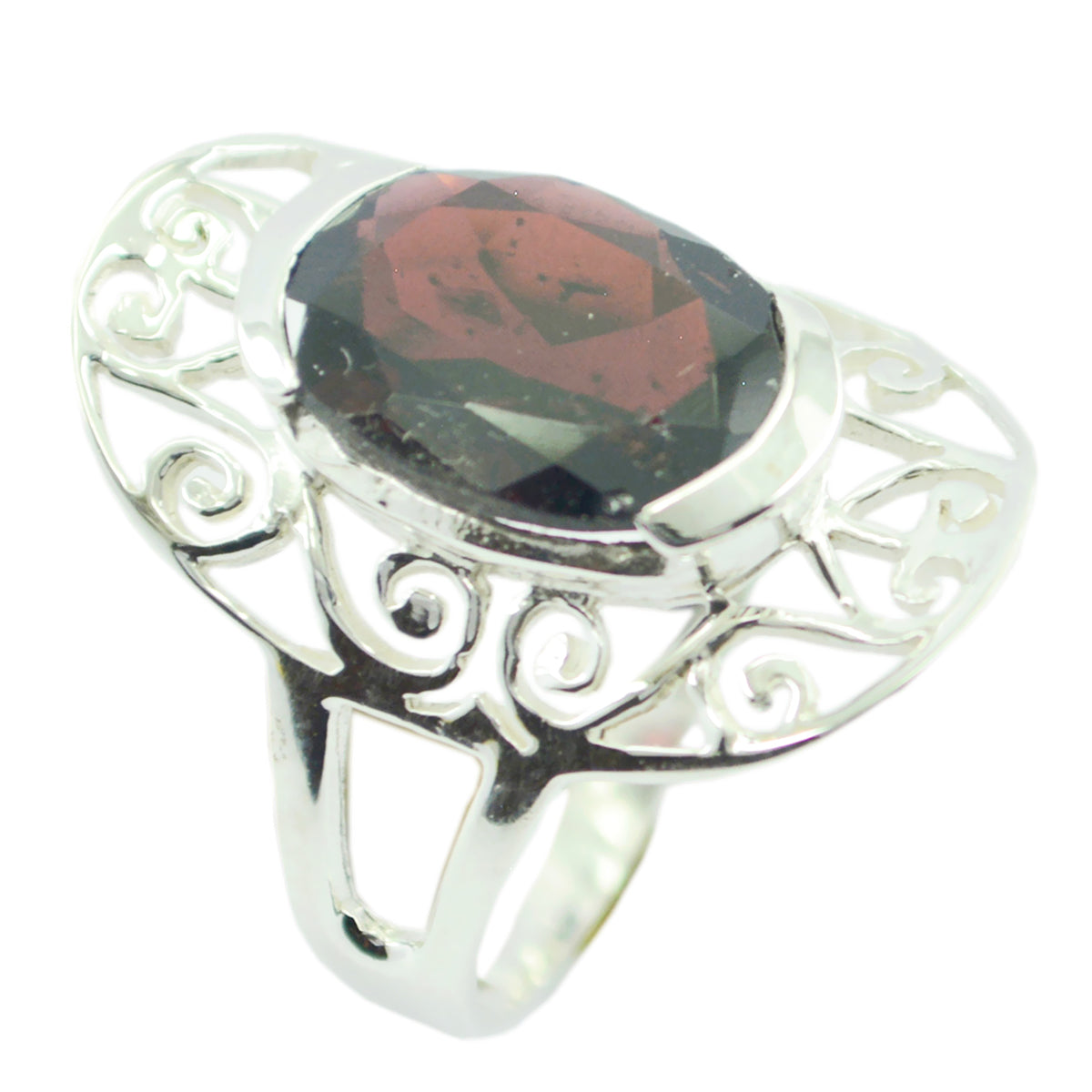 Garnet Solitaire African 925 Silver Red Gemstones Classic Art Deco Ring Jewelry Hoofdafbeelding