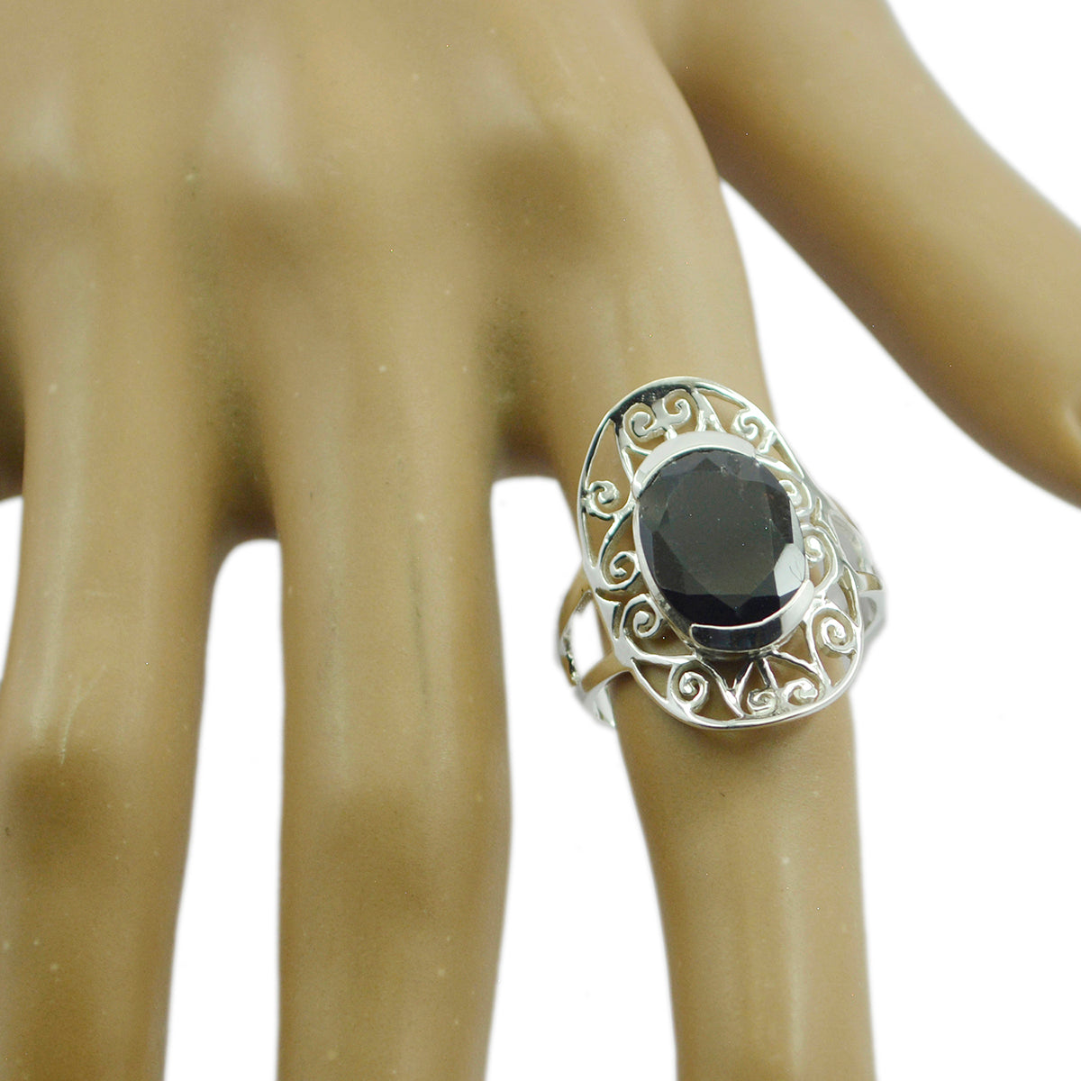 Granaat Solitaire Afrikaans 925 Zilver Rode Edelstenen Klassieke Art Deco Ring Sieraden Secundaire afbeelding