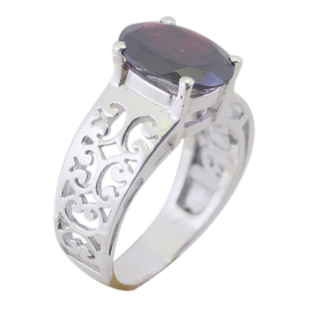 Garnet Solitaire Middle Eastern 92.5 Silver Red Gemstone Whisper thin Filigree Ring Jewellery