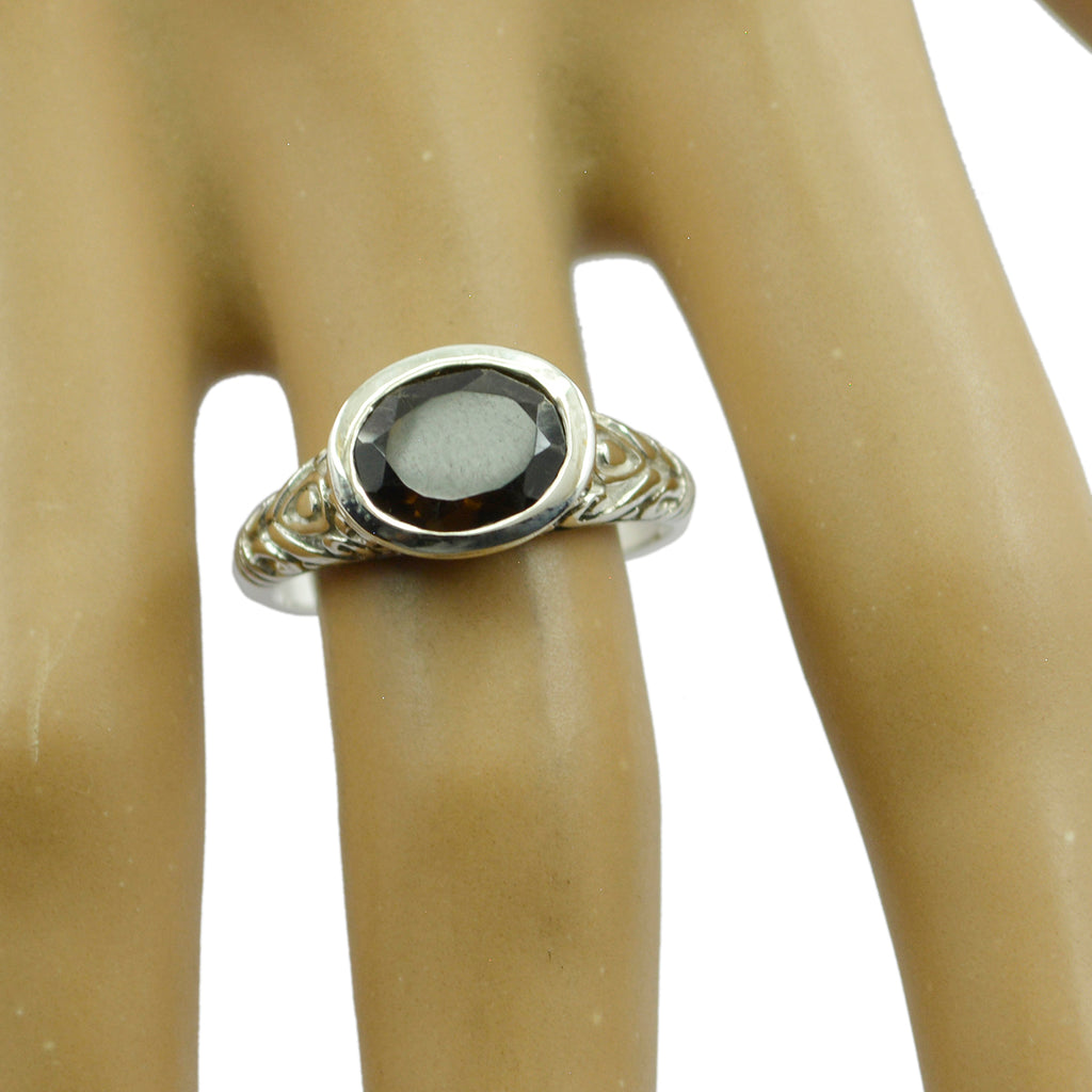 Garnet Solitaire African Silver Red Gemstones Minimal Art Deco Ring Jewelry