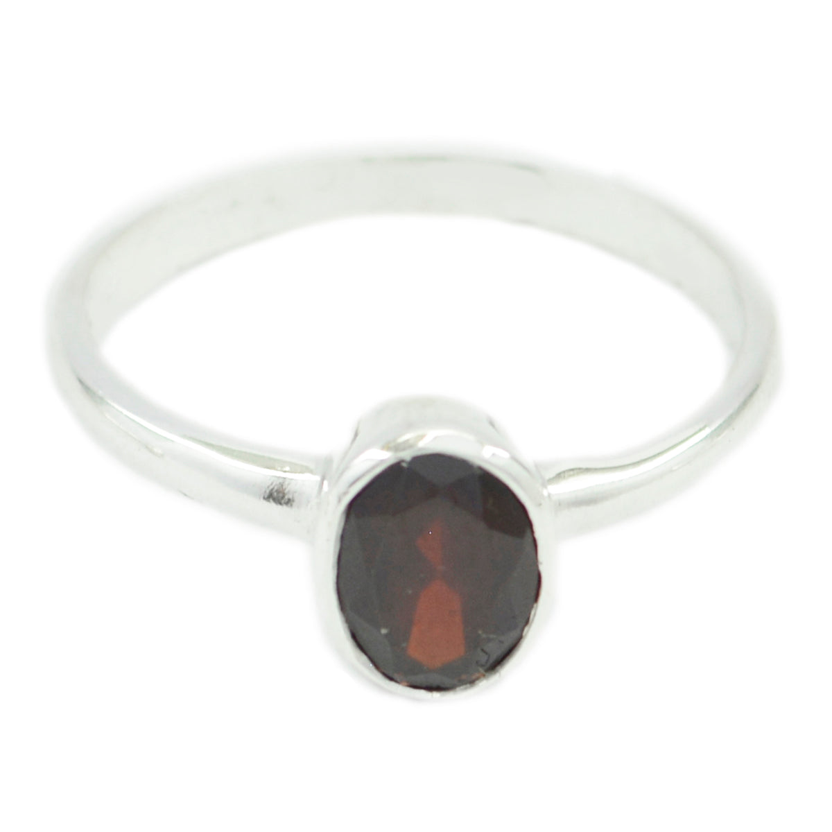 Garnet Solitaire American 92.5 Silver Red Gems Delicate Graceful Ring Jewelry Immagine principale del prodotto
