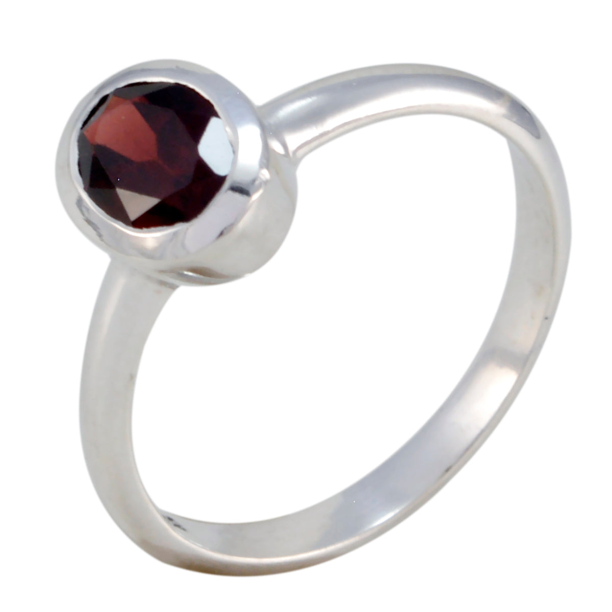 Garnet Solitaire American 92.5 Silver Red Gems Delicate Graceful Ring Jewelry