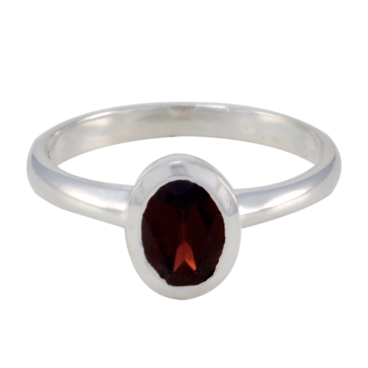 Garnet Solitaire American 92.5 Silver Red Gems Delicate Graceful Ring Jewelry