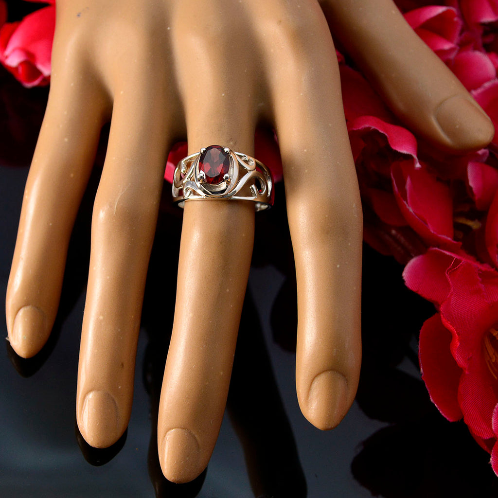 Garnet Solitaire Spanish Silver Red Gems Minimal Filigree Ring Jewelry