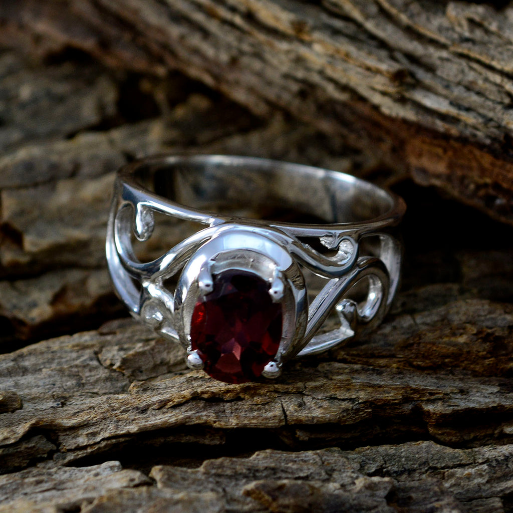 Garnet Solitaire Spanish Silver Red Gems Minimal Filigree Ring Jewelry