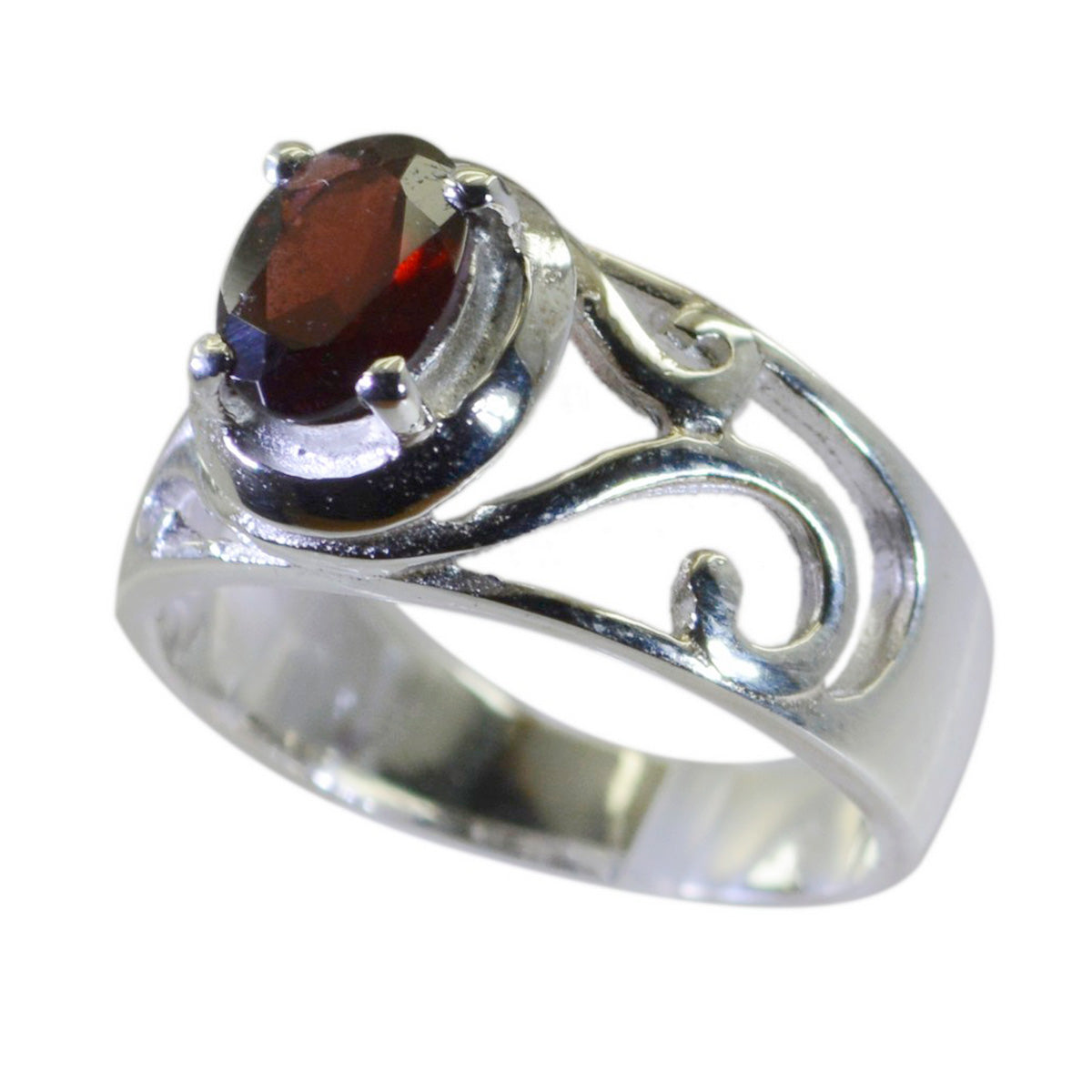 Garnet Solitaire Spanish Silver Red Gems Minimal Filigree Ring Jewelry
