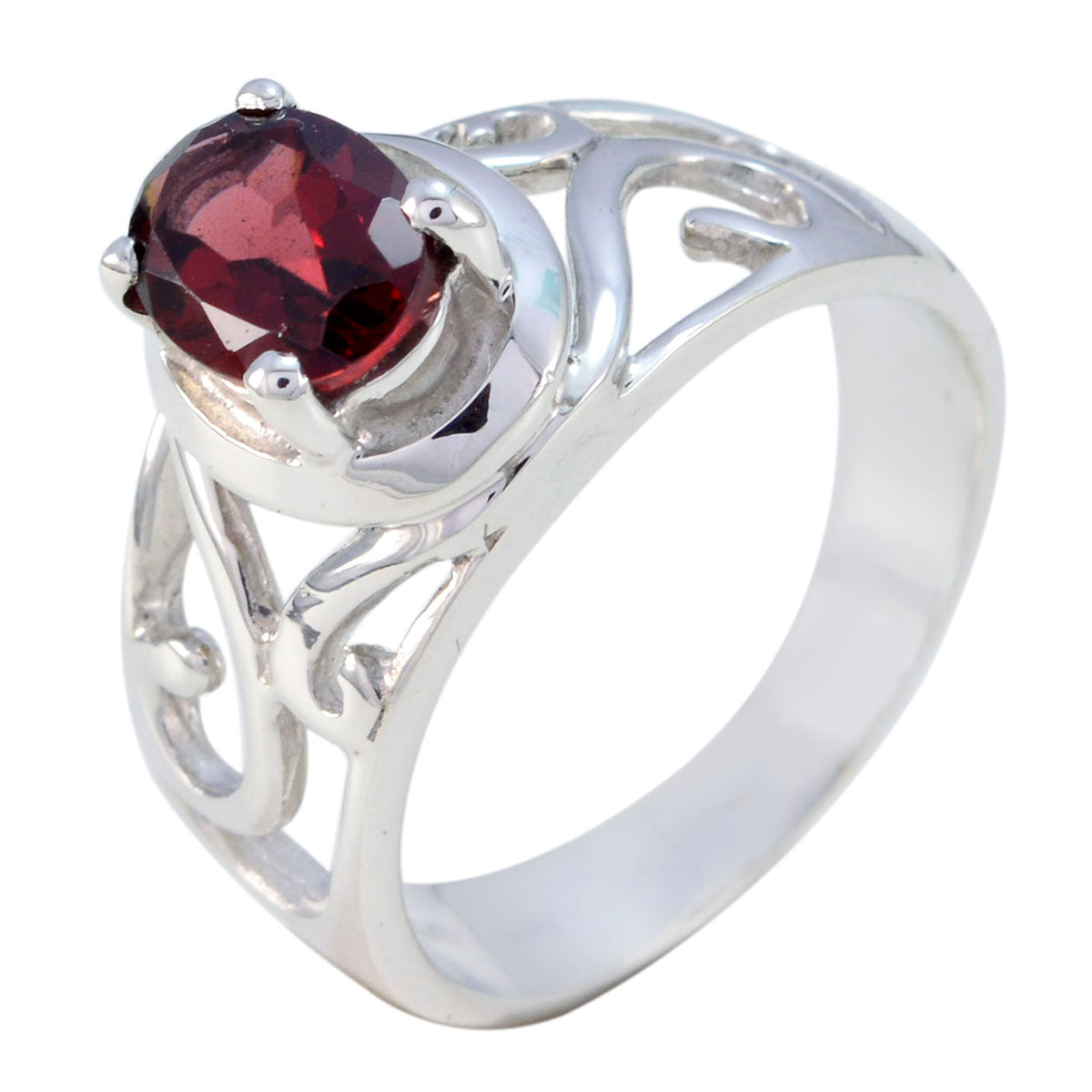Garnet Solitaire Spanish Silver Red Gems Minimal Filigree Ring Jewelry