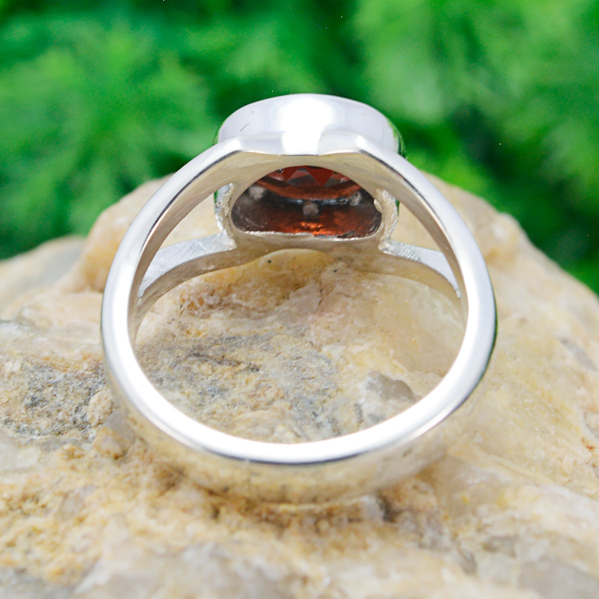 Garnet Solitaire Turkish 925 Sterling Silver Red Gemstone Whisper thin Contemporary Ring Jewellery