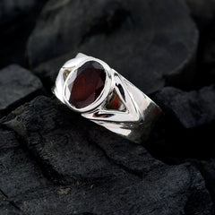 Garnet Solitaire African 925 Silver Red Gemstone Essential  Signet Ring Jewelry