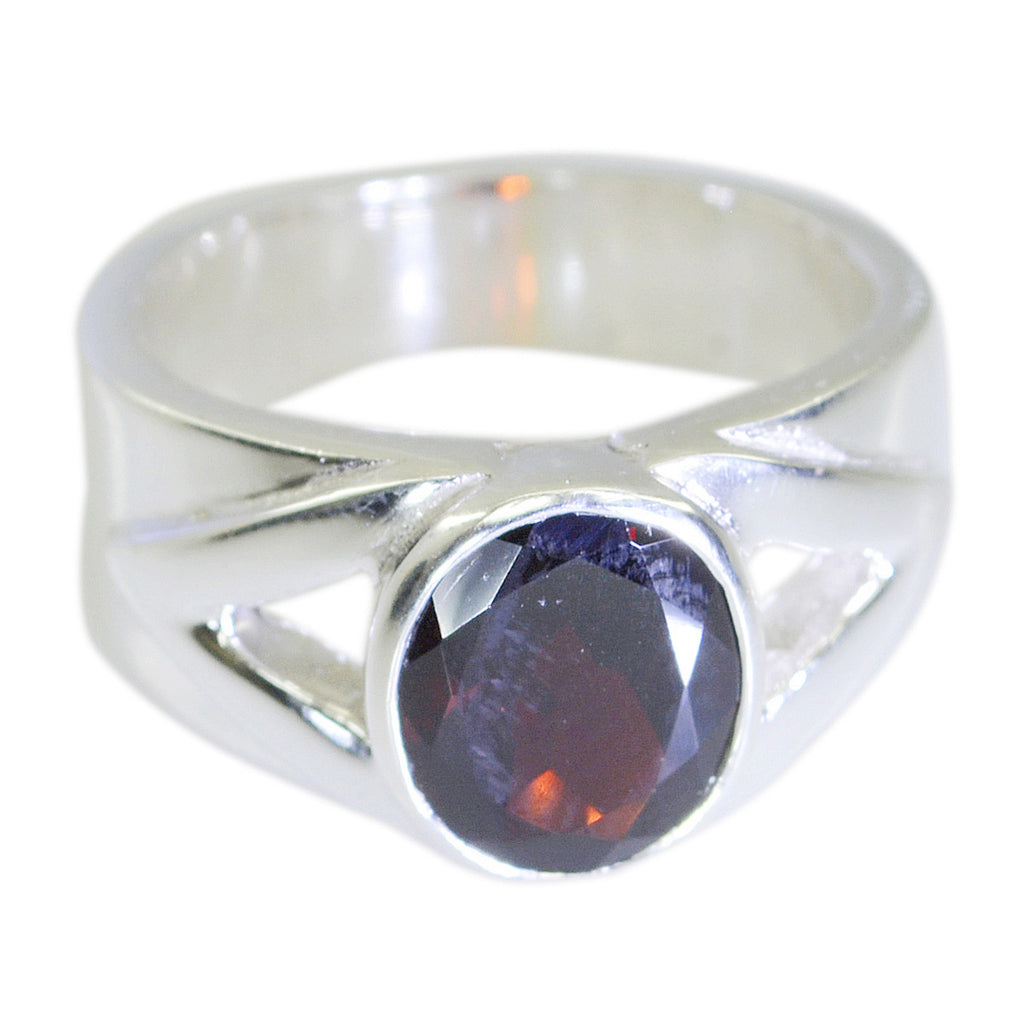 Garnet Solitaire African 925 Silver Red Gemstone Essential  Signet Ring Jewelry