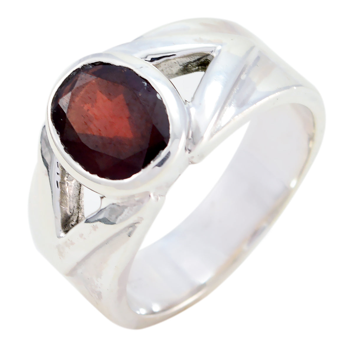 Garnet Solitaire African 925 Silver Red Gemstone Essential  Signet Ring Jewelry