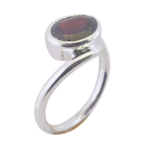 Garnet Solitaire German 925 Silver Red Gems Minimal Traditional Ring Jewellery