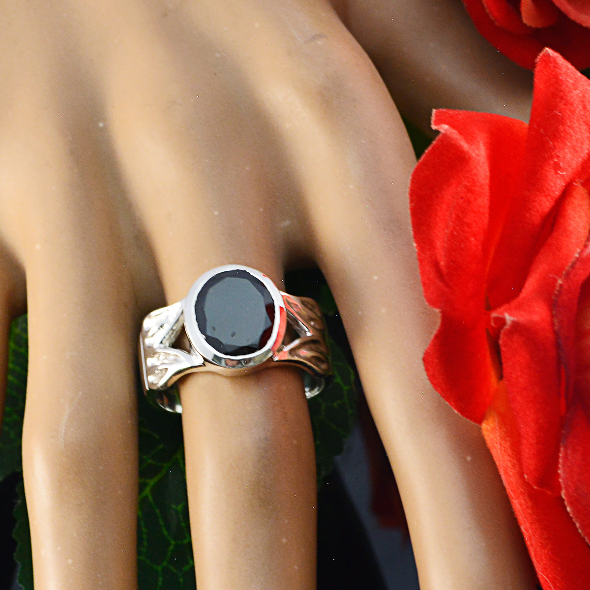 Garnet Solitaire French Sterling Silver Red Gems Versatile Artisan Ring Jewelry