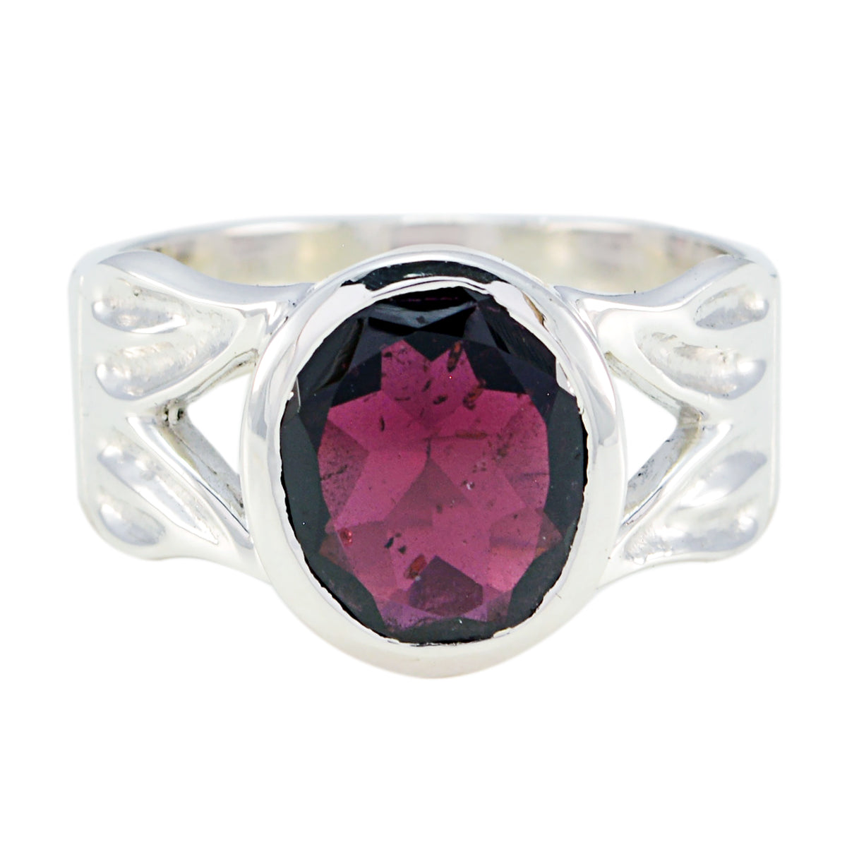 Garnet Solitaire French Sterling Silver Red Gems Versatile Artisan Ring Jewelry Главное изображение товара