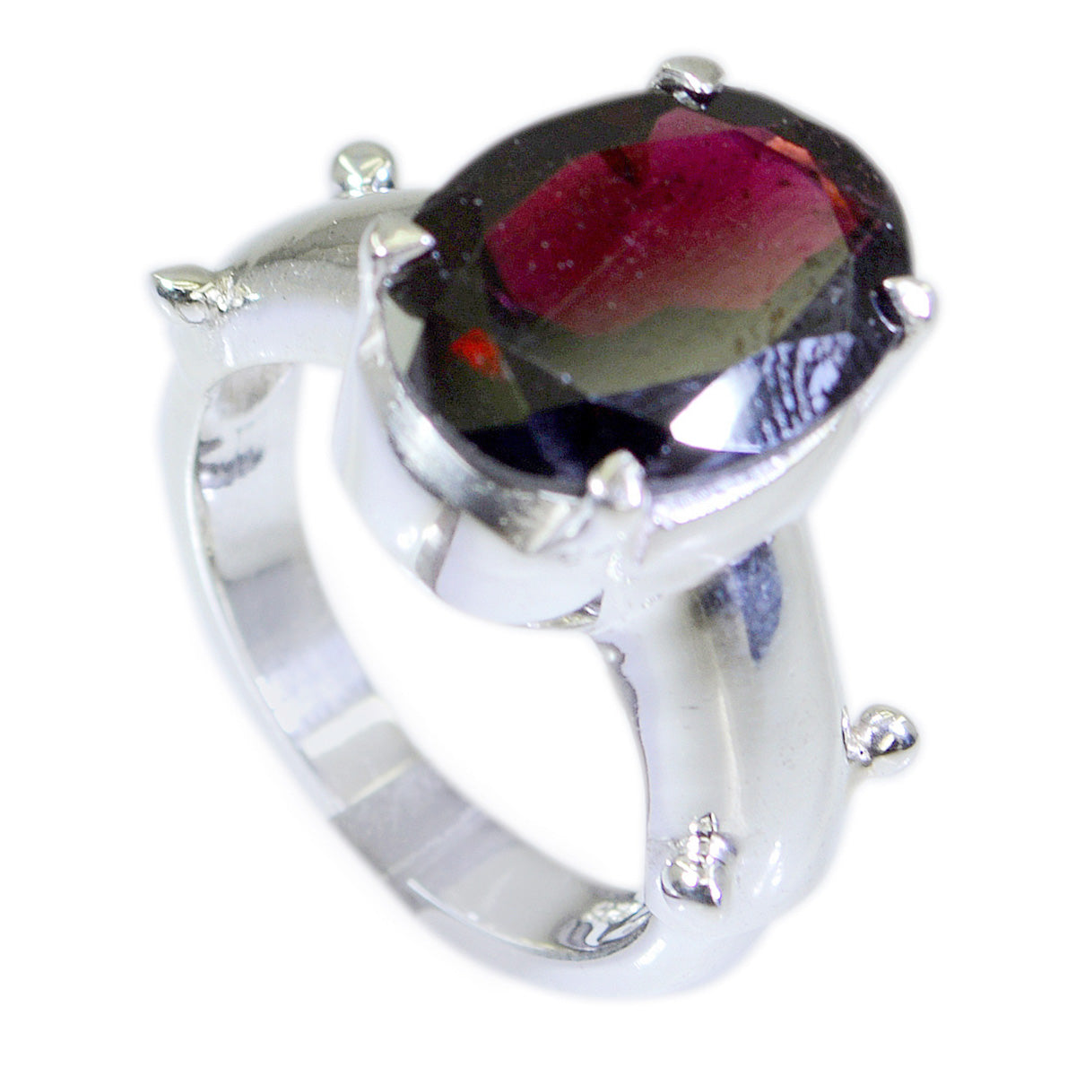 Garnet Solitaire Moroccan 925 Sterling Silver Red Gemstones Minimal Trendy Ring Jewelry Imagen principal del producto
