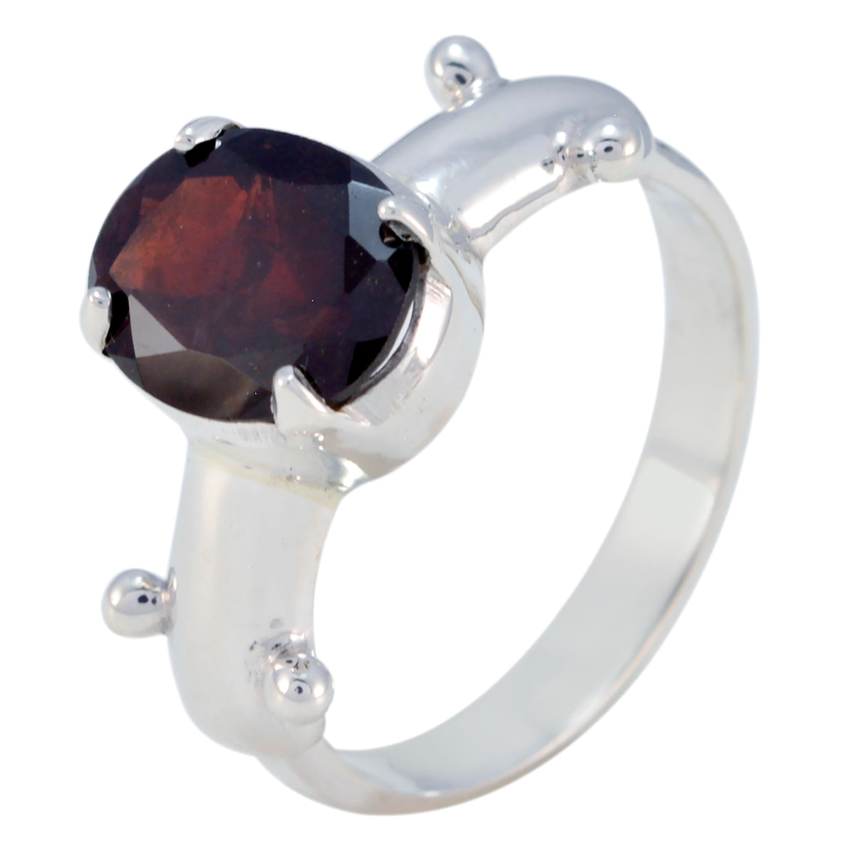 Garnet Solitaire Moroccan 925 Sterling Silver Red Gemstones Minimal Trendy Ring Jewelry
