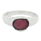 Garnet Solitaire African 925 Sterling Silver Red Gemstone Mid weight Sophisticated Ring Jewellery